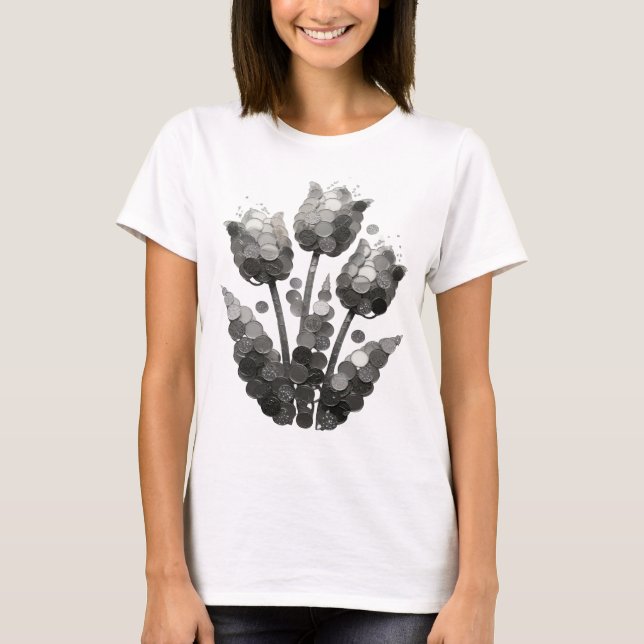 Frisk Grå ABSTRAKT KONST Statement Design T Shirt (Framsida)