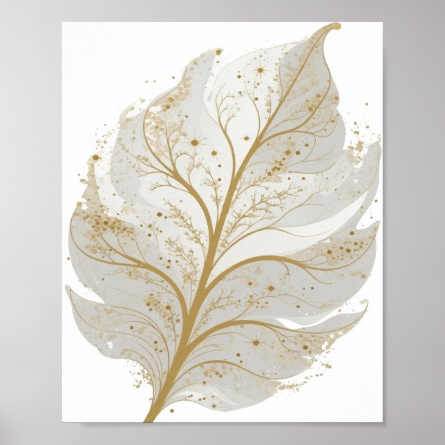 Frisk Guld GLÖDANDE BLAD Textdesign Poster (Framsidan)