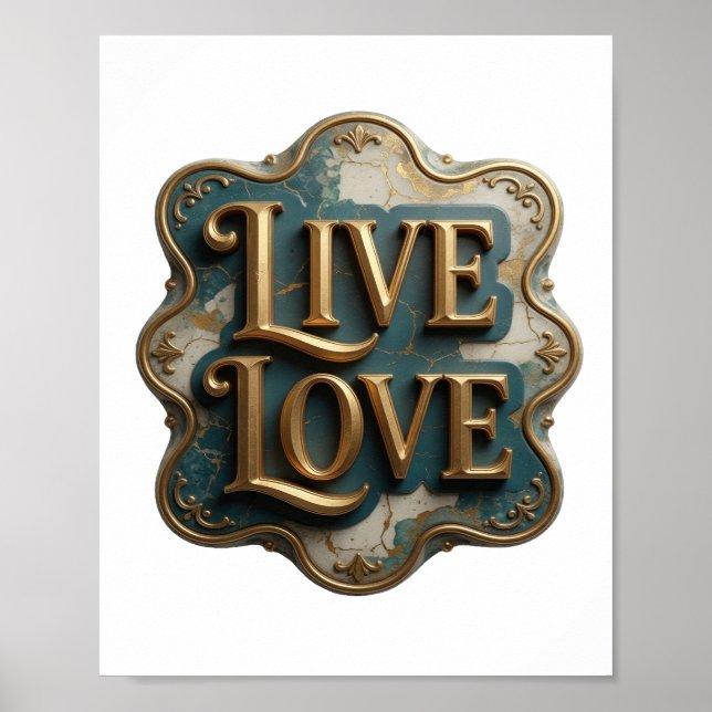 Frisk Guld LIVE LOVE Djärn Design Poster (Framsidan)
