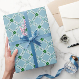 Frisk himmelblå grön tartanrutig presentpapper