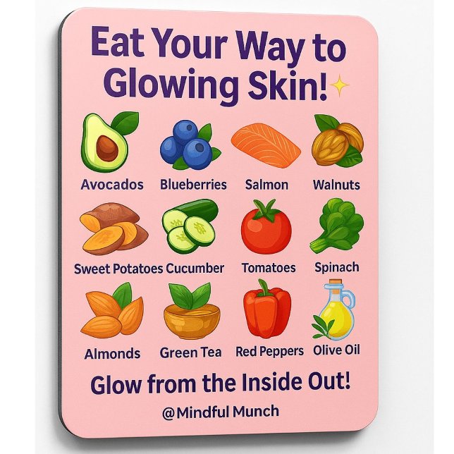 ✨Frisk hud Kylskåpsmagnet (Glow from within—this fridge magnet highlights beauty-boosting foods for clear, radiant skin.)