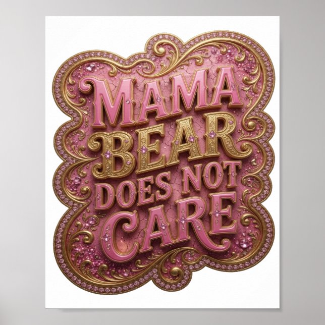 Frisk Rosa MAMMA BJÖRN BRYR SIG INTE Poster (Framsidan)