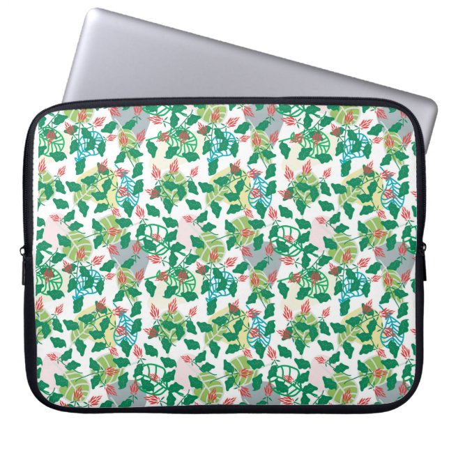 Frisk tropisk bladrik blommig design laptop fodral (Framsidan)