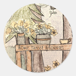 friska blommor runt klistermärke