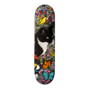 Friska fläckar i fjärilar - Smokingkatt Old School Skateboard Bräda 18 Cm
