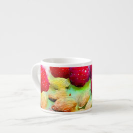 Friska röda hallon och Almonds Watercolor Espressomugg
