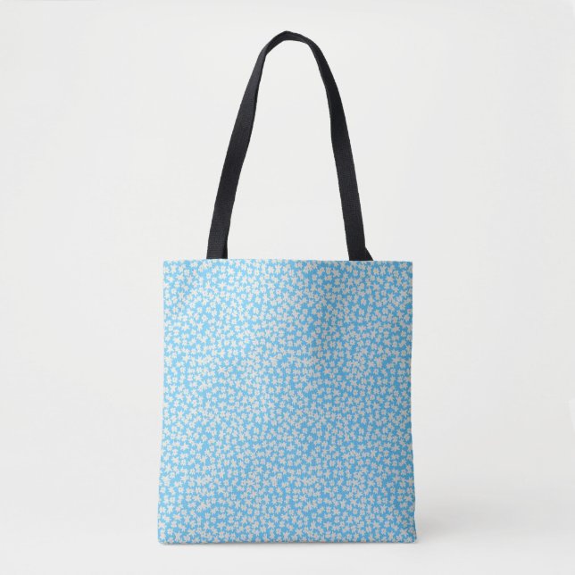 Friska vita blommor baby blue tygkasse (Framsida)