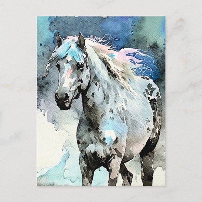 Frisky Appaloosa Mare Watercolor Vykort (Framsida)