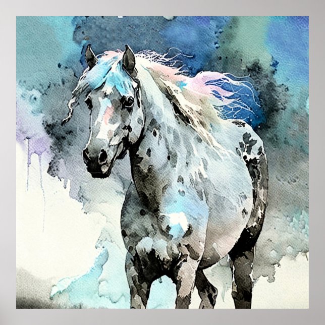 Frisky Appaloosa Mare Watercolour Poster (Framsidan)