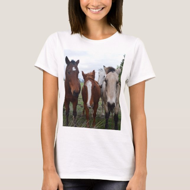 Frisky Hair, fyra horepalar. T Shirt (Framsida)