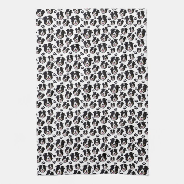 Frisky Scottish Gräns Collie Sheep Hund Pet Puppy Kökshandduk (Vertikal)