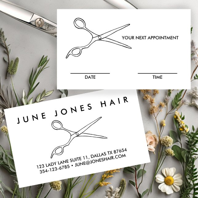 Frisör Barberare Sax Elegant MÖTESDATUM Visitkort (Hair Stylist Barber Scissors Chic APPOINTMENT DATE TIME REMINDER Business Card
)