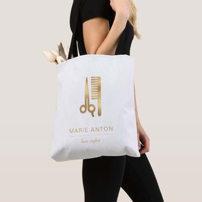 Frisör Chic Guld Sax Kam Tygkasse (Närbild)