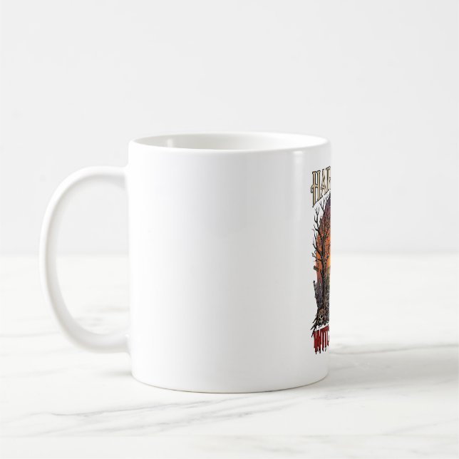 Frisör Dag Häxa Natt Halloween Salong Döskallar Kaffemugg (Vänster)
