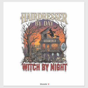 Frisör Dag Häxa Natt Halloween Salong Döskallar Klistermärken