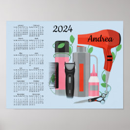 Frisör Design 2024 Kalender Affisch