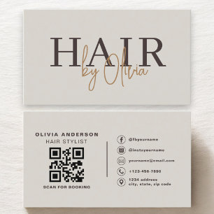 Frisör Earthy Neutral QR-kod  Visitkort