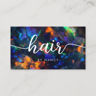 frisör elegant script typografi opal sten visitkort