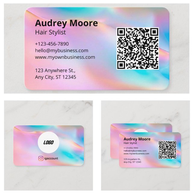 Frisör Frisör Logotyp QR-kod Salong Visitkort (Hair Stylist Hairdressers Logo QR Code Salon Business Card
)