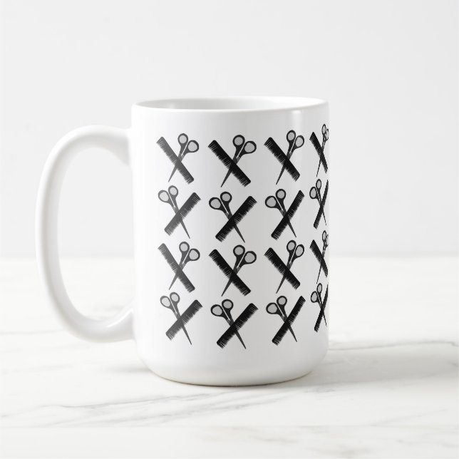 Frisör Frisör Sax Kam Salong  Kaffemugg (Vänster)