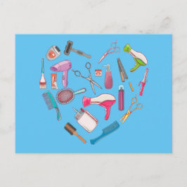 Frisör Frisörstylist Verktyg Hjärta Vykort