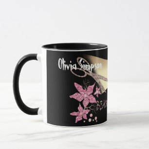 Frisör Glitter Blank Skissors Blommor Skönhet Mugg