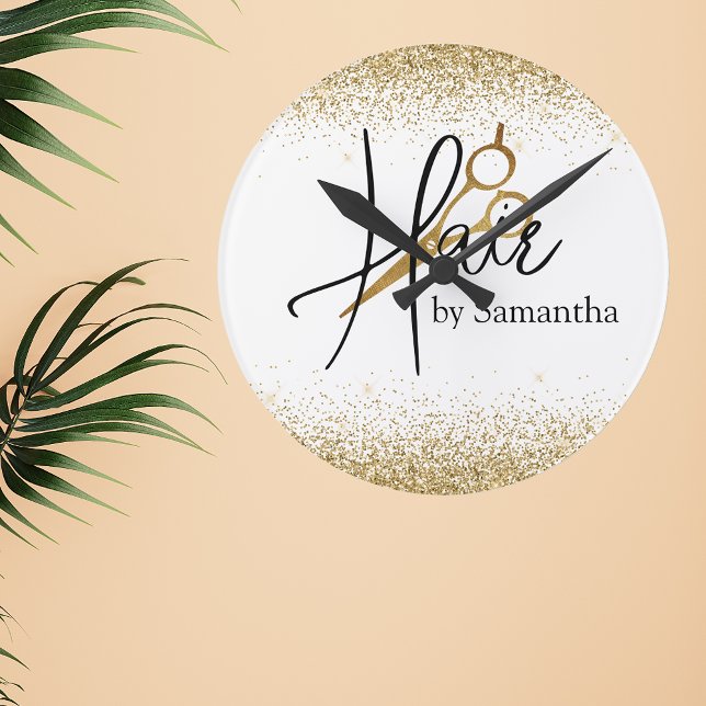 Frisör Guld Personliga Saxar Rund Klocka (Skapare uppladdad)