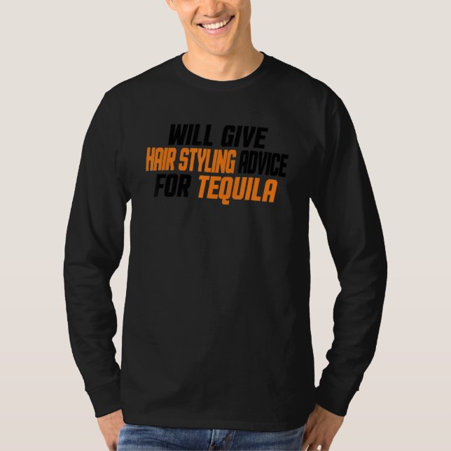 Frisör kommer att ge råd om hårstyling för t shirt (Framsida)