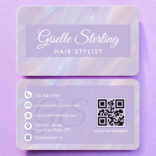 Frisör Lila Pastell QR-kod Visitkort