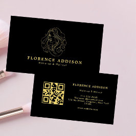 Frisör Makeup Artist Modern Svart QR-kod Visitkort