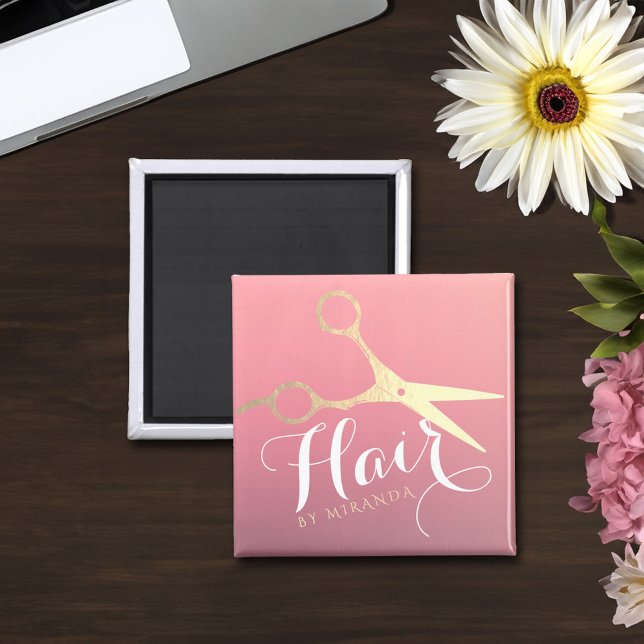 Frisör Makeup Salong Modern Rosa Guld Sax Magnet (Skapare uppladdad)