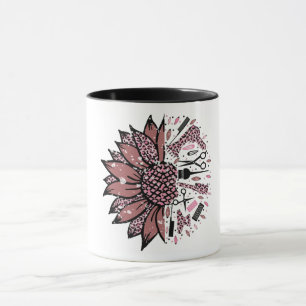 Frisör Mauve och Rosa Leopard Solros Verktyg Mugg