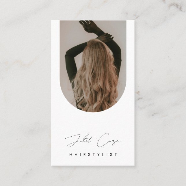 Frisör Minimalistisk Valvbåge Foto Frisersalong  Visitkort (Framsida)