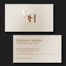Frisör modern monogram initialer beige brun