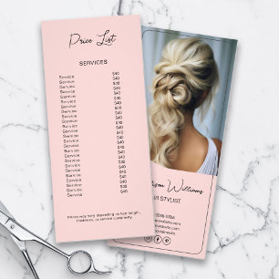 Frisör Modern Rosa Prislista Reklamkort