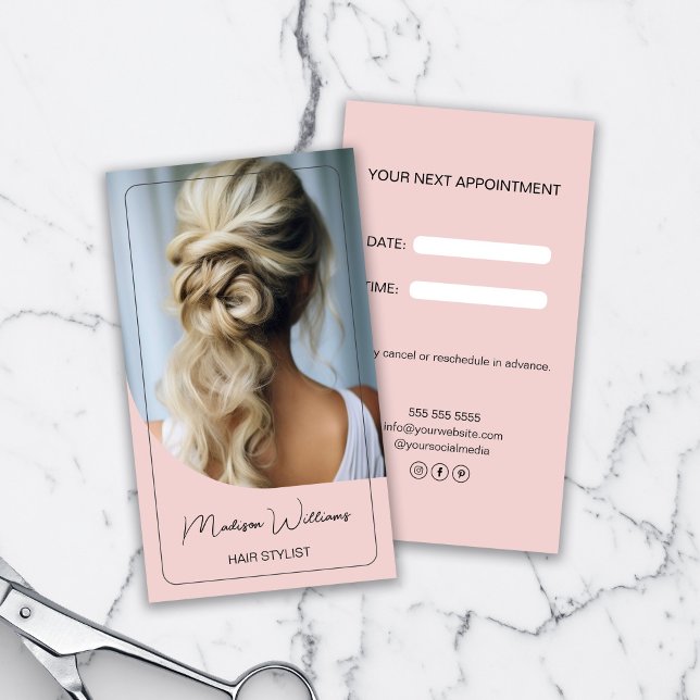 Frisör Modern Rosa Tidsbeställning Kort (Hair Stylist Modern Pink Appointment Card)