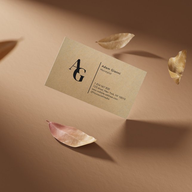Frisör Monogram Kraft  Visitkort (Skapare uppladdad)