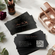 Frisör Mörkt Blommigt Rosa Guld QR-kod
