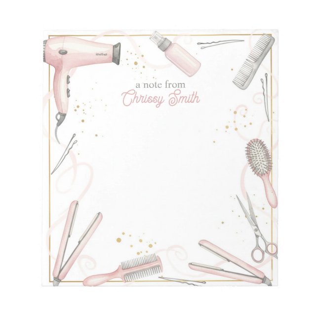 Frisör Personlig Rosa Frisör Styling Anteckningsblock (Framsida)