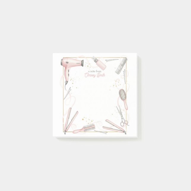 Frisör Personlig Rosa Frisör Styling Post-it Block (Framsida)