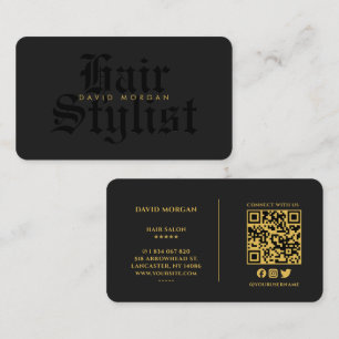 Frisör Qr Kod Foto Svart Och Guld Visitkort