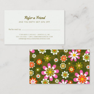Frisör Retro Groovy Tusensköna Olivgrön Rosa Rabattkort