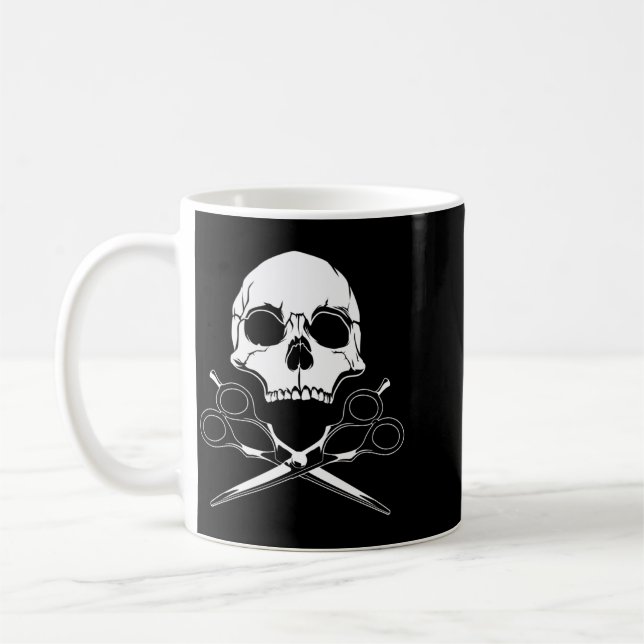 Frisör Skalle _ Söt Hårskönhetsregering Kaffemugg (Vänster)