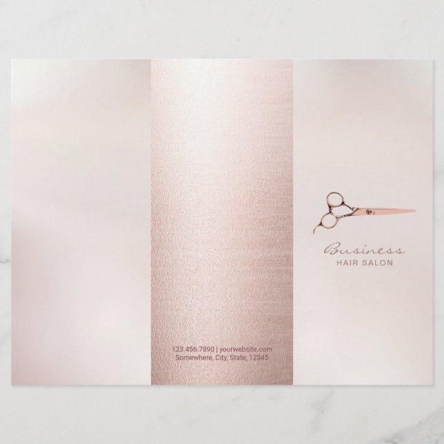 Frisör Skönhetssalong Rose Guld Tri-Fold (Framsida)