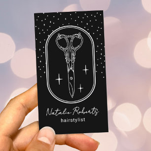 Frisör Söt Sax Logotyp Svart Skönhetssalong Visitkort