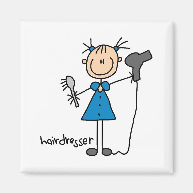Frisör Stickfigur Magnet (Framsidan)