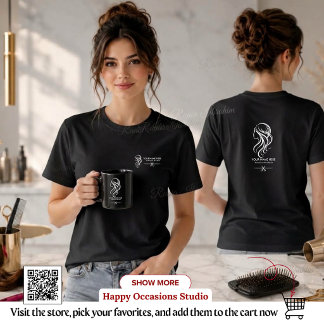 Frisör Svart Vitt Salong Uniform, Redigerbar T Shirt