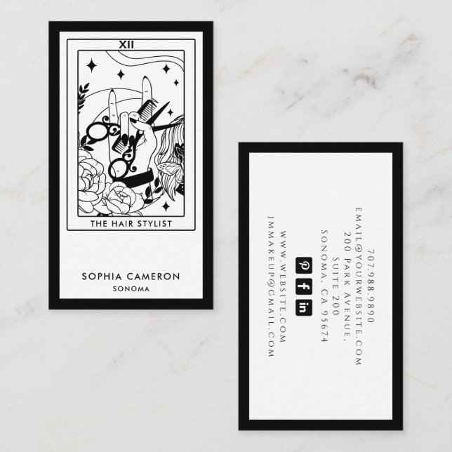 Frisör Tarot Affärscort Visitkort (Fram/baksida)
