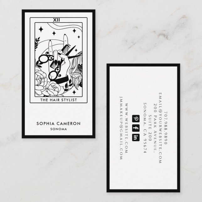 Frisör Tarot Affärscort Visitkort (Fram/baksida)