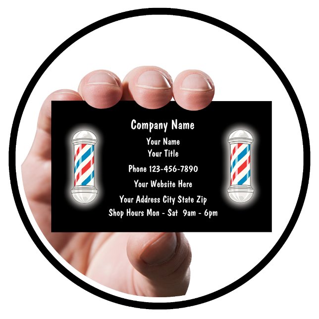 Frisör Verksamhetskort Visitkort (Barber Shop Business Card Template)